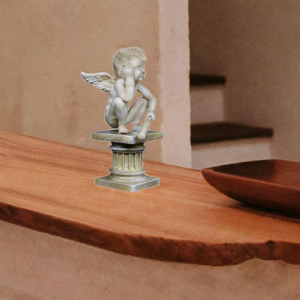 Engel Statue Figur Cherub Skulptur Geschenk Heimdeko Flügel Ornament Schreibtischfigur für Hotel Bar