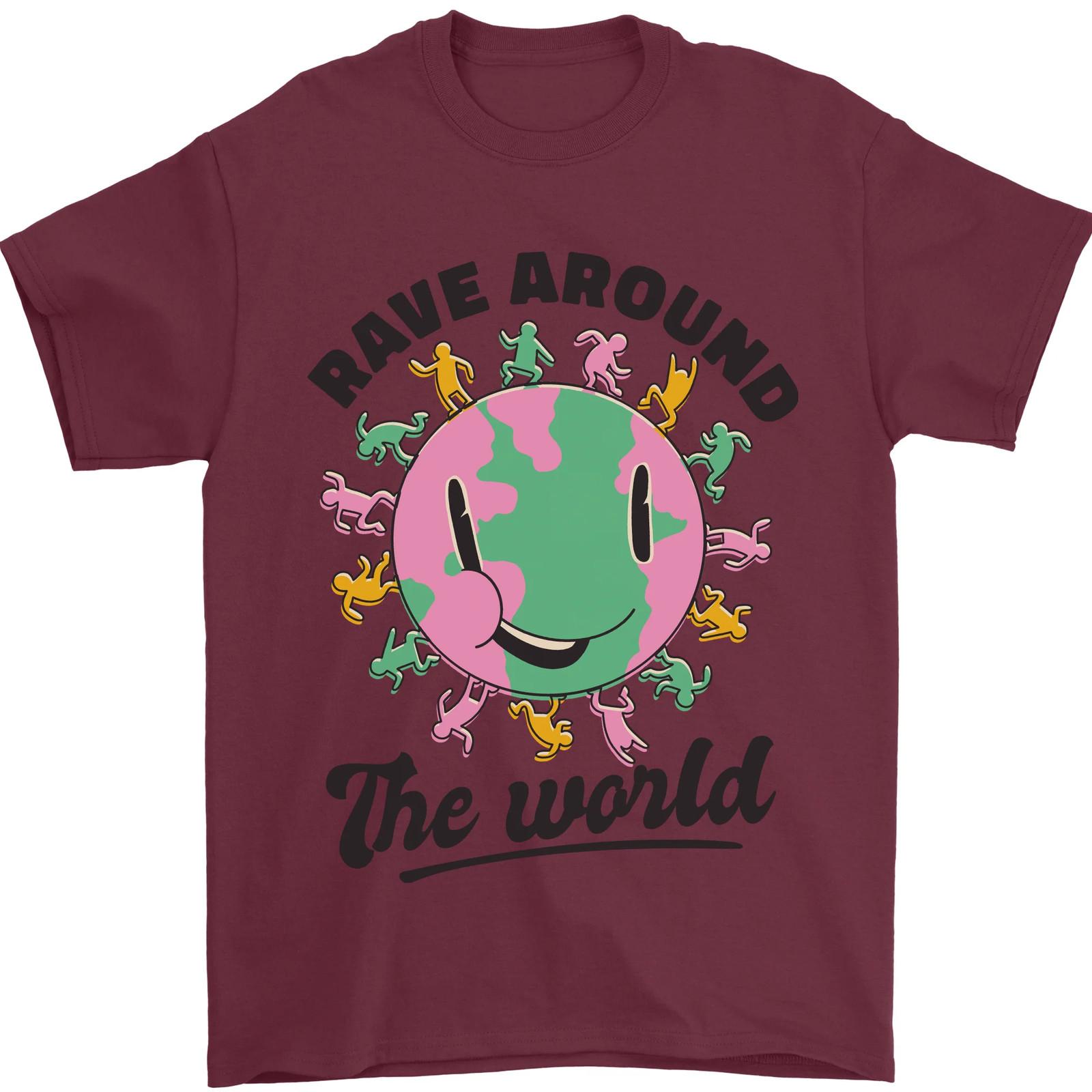 Rave Around the World Dance Music Acid Raver Mens T-shirt Cotton XL