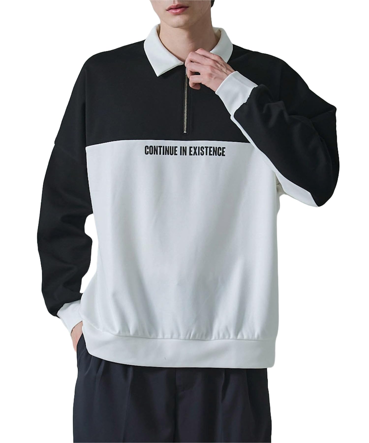 

WEGO Долман Пунш Пуловер Длинный Рукав Свободный Идеально для Осени и Размер Черный Мужская Футболка на Молнии до Половины, Повседневная, Оверсайз, Посадка, Зима, Подарок, M, чёрный