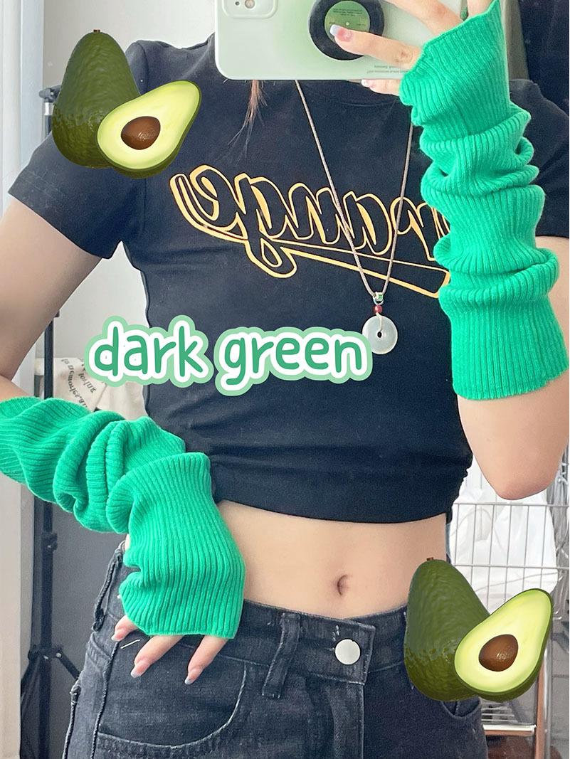 

Teal Solid Color Long Fingerless Women s Knitted Wool Arm Sleeves - Warm and Cold-Proof One Size авокадо/зелёный