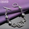 925 Sterling Silver Fashion Beaded Bracelet Party Gift Jewelry