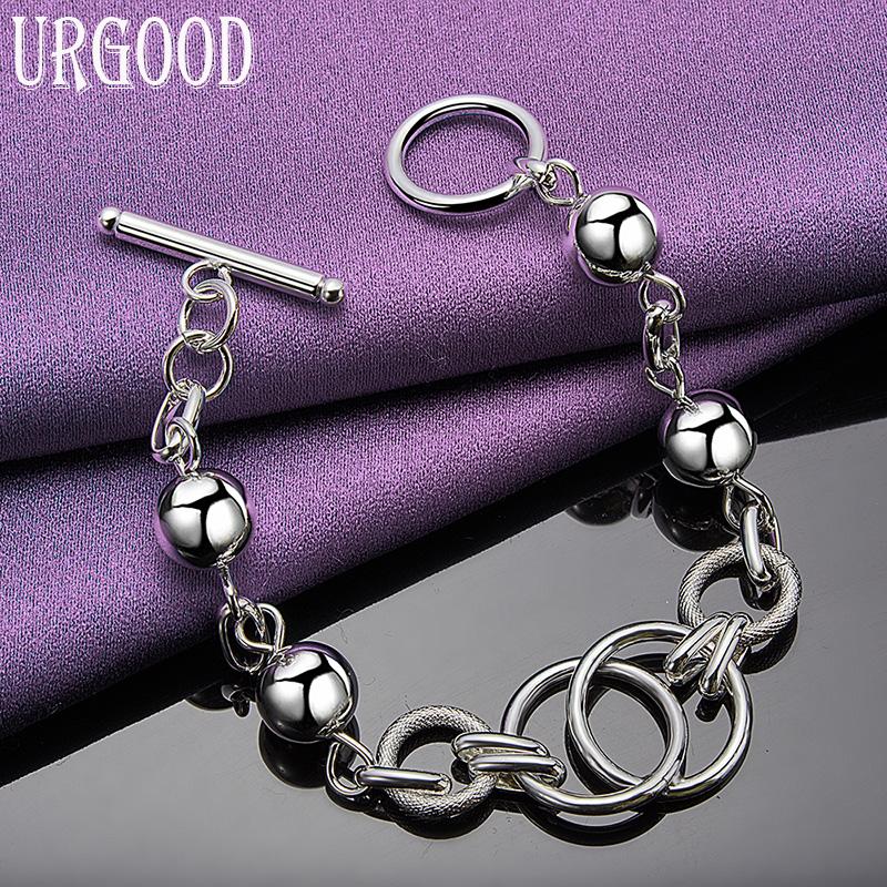 925 Sterling Silver Fashion Beaded Bracelet Party Gift Jewelry