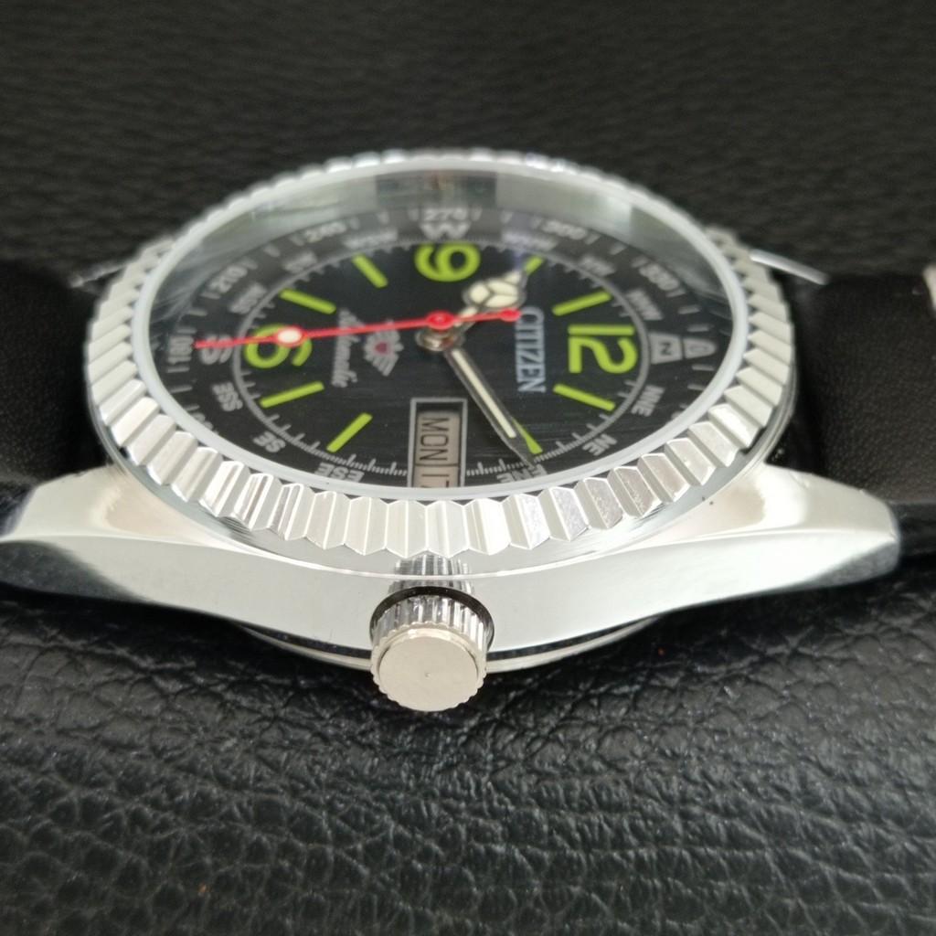 VINTAGE REFURBISHED CITIZEN AUTOMATIC 8200 JAPAN MENS BLACK DIAL WATCH a447165-1