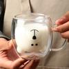 Niedliche Bärentassen, doppelwandiges Isolierglas, Espressotasse, doppelwandiges Glas, Milchbärentasse mit Henkel, Geburtstagsgeschenk für Frauen und Männer
