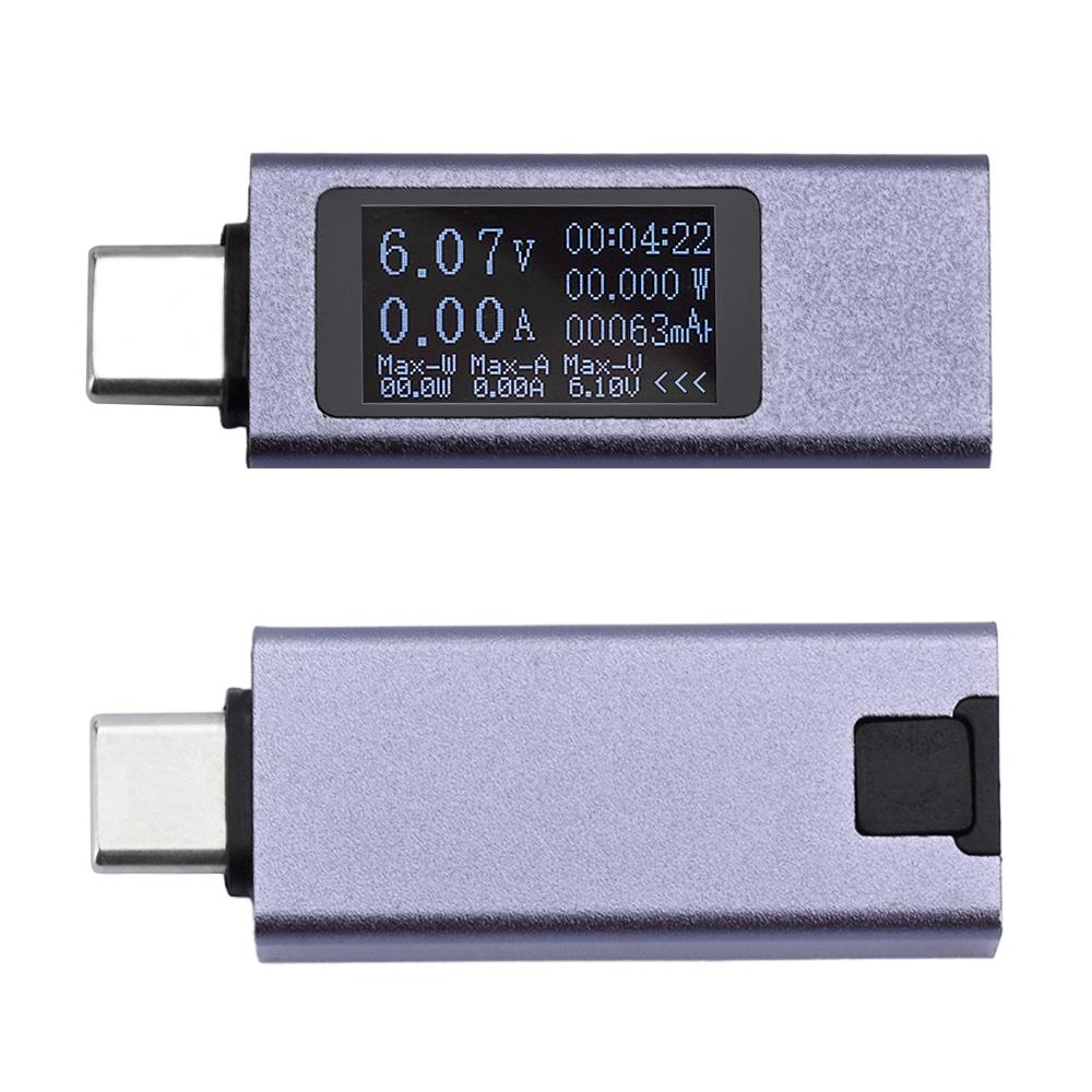 DC4-30V Voltmeter Amperemeter Type-C Tester Digital Display Strøm Spenningstester Effekt Elektrisk Energi Kapasitet Timing 6-i-1 Tester