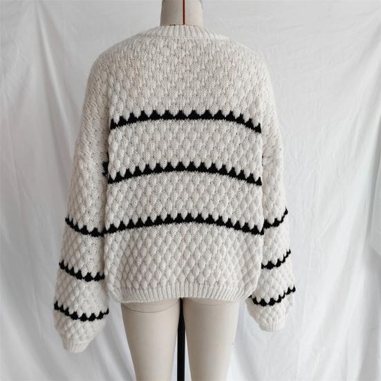 Dámský pulovr Svetr Pruhovaný potisk Volný střih Pletený svetr Topy Kulatý výstřih