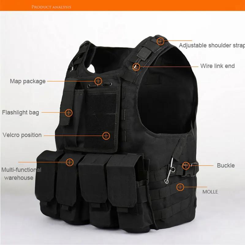 Tactical Vest Multi Functional Outdoor Hunting Equipment Adjustable Protective Waistcoat CS Game Airsoft Combat Security Vest