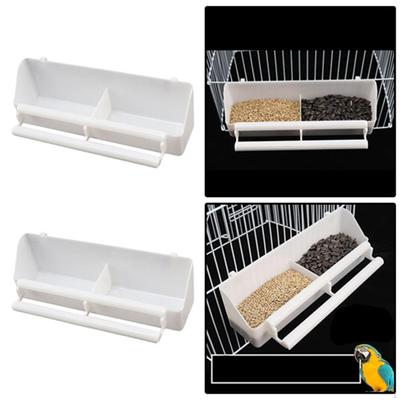 2x Pet Products Bird Feeding Cage Food Feeder Plastic Cup, Large, White