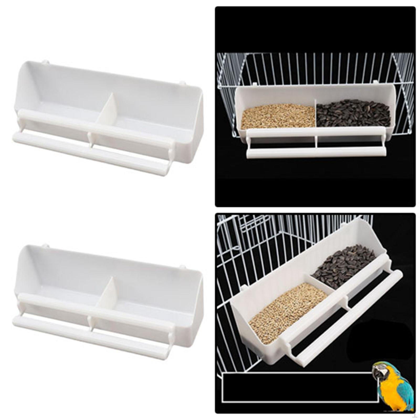 

2x Pet Products Bird Feeding Cage Food Feeder Plastic Cup, Large, White