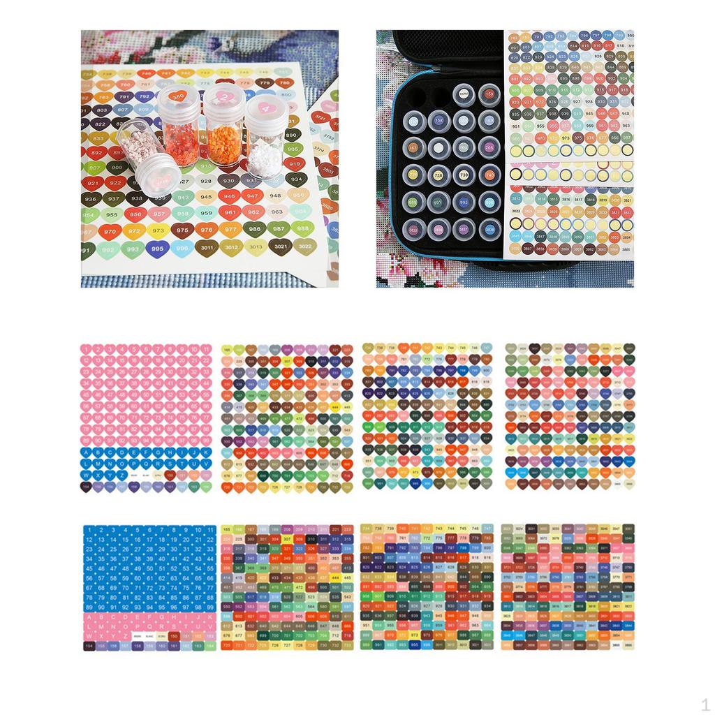 Diamond Number Stickers Set for Embellishment And Crafts - Pack of 8