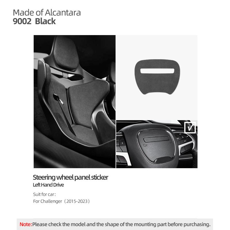 Betterhumz For Dodge Challenger 2015-2023 Made of Alcantara Car Steering Wheel Panel Trim Stickers Tuning Interior Accessories T666