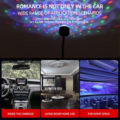1x Car Roof Star Night Light Interior LED Atmosphere Ambient Projector USB Decoration Night Light Multicolor Music Control