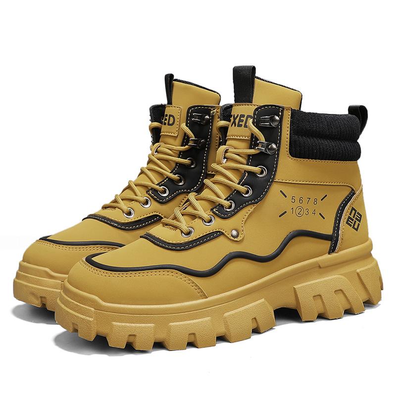 

Мужские ботинки осень/зима мужские уличные ботинки корейской версии высокие повседневные на шнуровке плоские с круглым носком удобные кожаные туфли 39 хаки