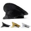 Cappello Brillante Decorato Pelle PU Cappelli Militari Accessori da Ballo Berretto Uomo