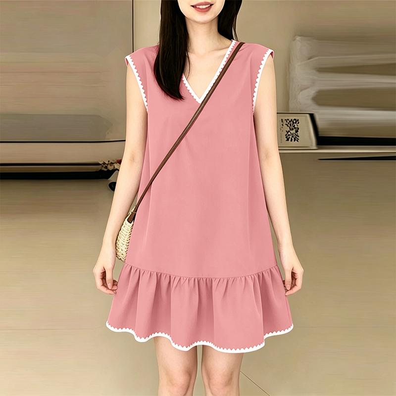 ZANZEA Women Summer Casual V-Neck Solid Color Loose Sleeveless Dress S