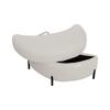 Sherpa-Covered Half-Moon Storage Stool with Tray, Padded Seat, Dressing & Shoe Stool and Footrest for Living Room, Entryway & Hallway, Ivory