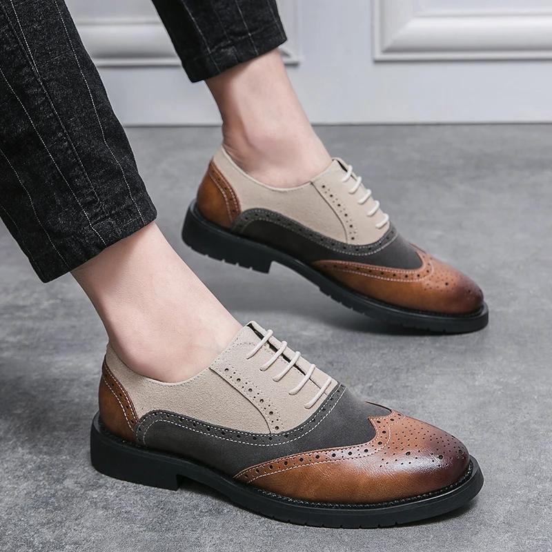 

Мужские туфли в британском стиле из кожи, деловые, формальные, оксфорды, на шнуровке, качественная кожа, дышащая, удобная, свадебная обувь для мужчин 6.5