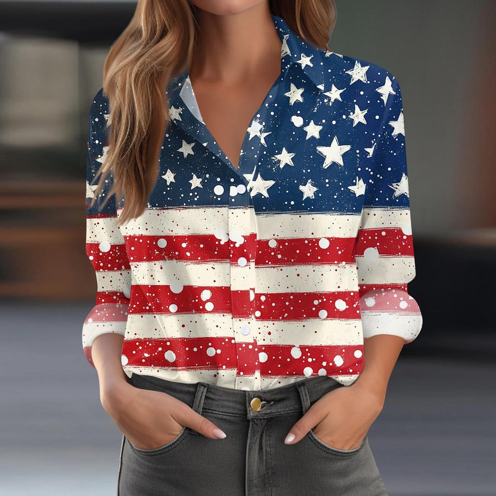 Dámská košile halenka s potiskem tlačítka s dlouhým rukávem ležérní základní košilový límec s běžným topem