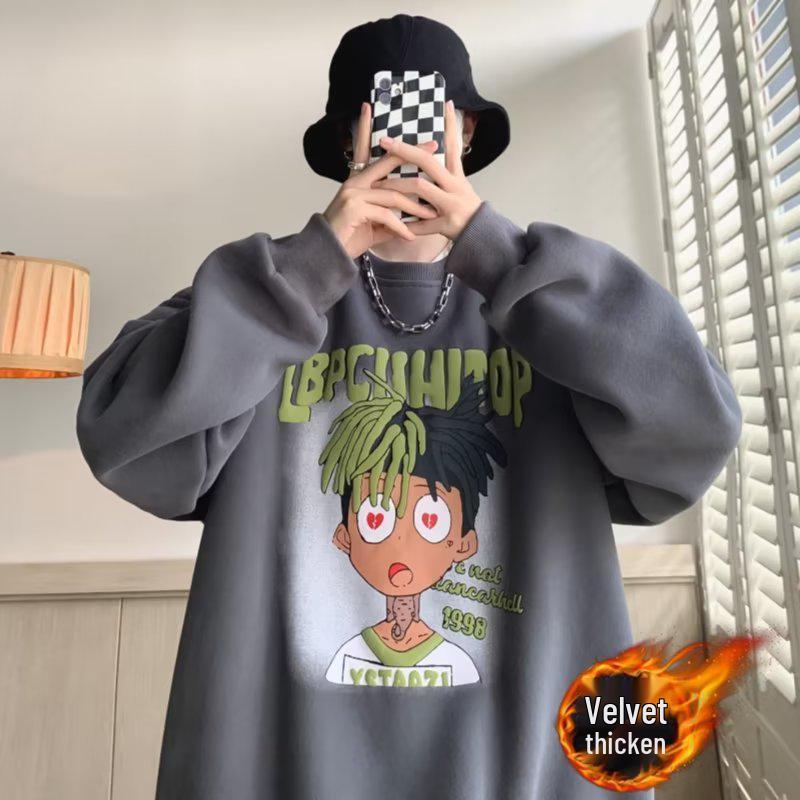 

Мужской высококачественный свитшот оверсайз с круглым вырезом - Трендовый американский стиль, Идеально подходит для осени и весны. XL