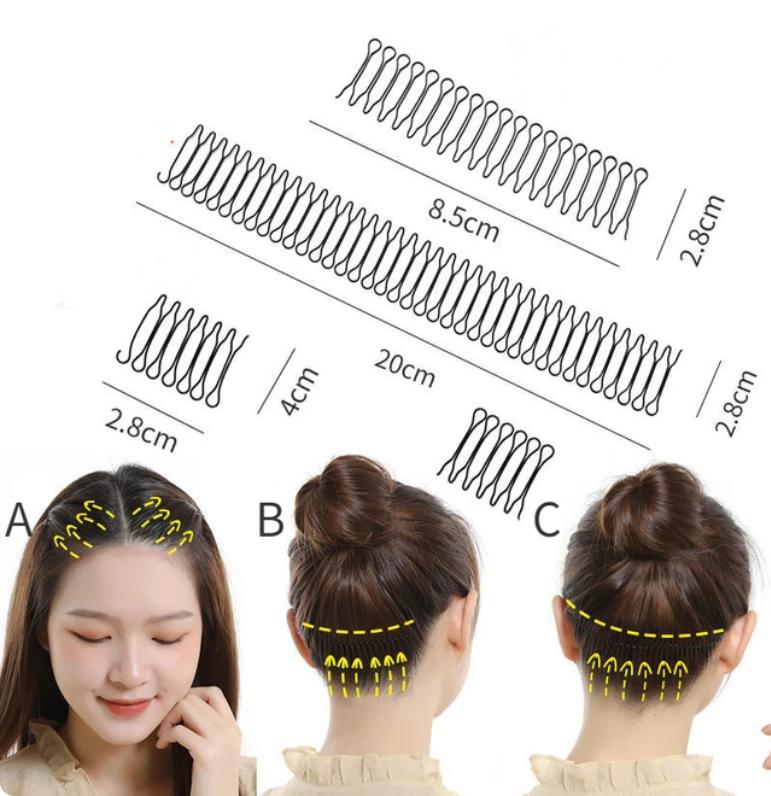 Invisible Broken Hair Hairpin Adult Tiara Tools Roll Curve Needle Bangs Fixed Insert Comb Professional Styling Accessories