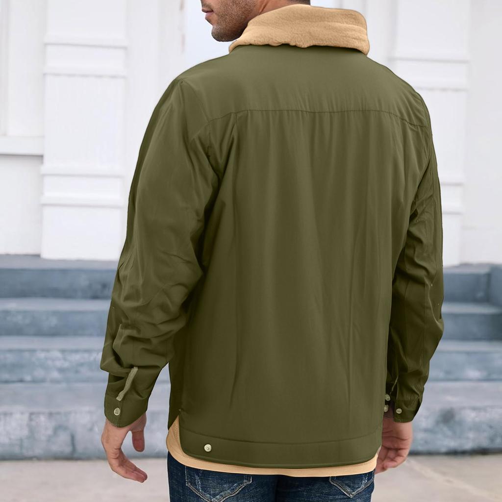 Men's Outdoor Casual Loose-Fit Fleece-Lined Cotton Work Jacket