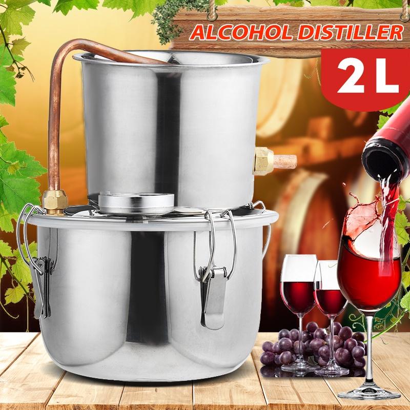 2L Stainless Copper Alcohol Whisky Water Wine Essential Oil Brewing Kit Litres Portable Home DIY Distiller Moonshine