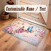 Butterfly Theme Crystal Velvet Floor Rug Personalized Custom Name Text Warm Carpet Home Decoration