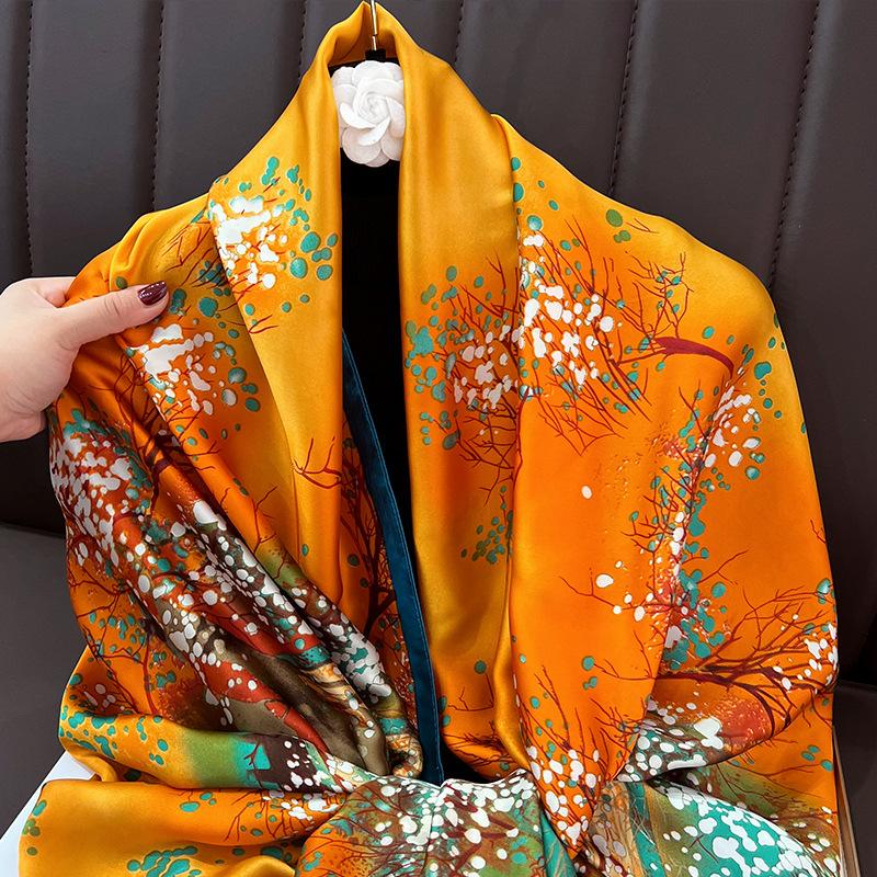 

Silk scarf women s spring and summer versatile foreign fashion faux silk long scarf summer thin travel sunscreen shawl
