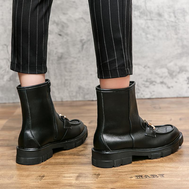 Fashion Classic Black Gentleman's Leather Shoes Men Fashion Brand Zip Men's Ankle Boots High Top Formal Boots For Men bota masculina