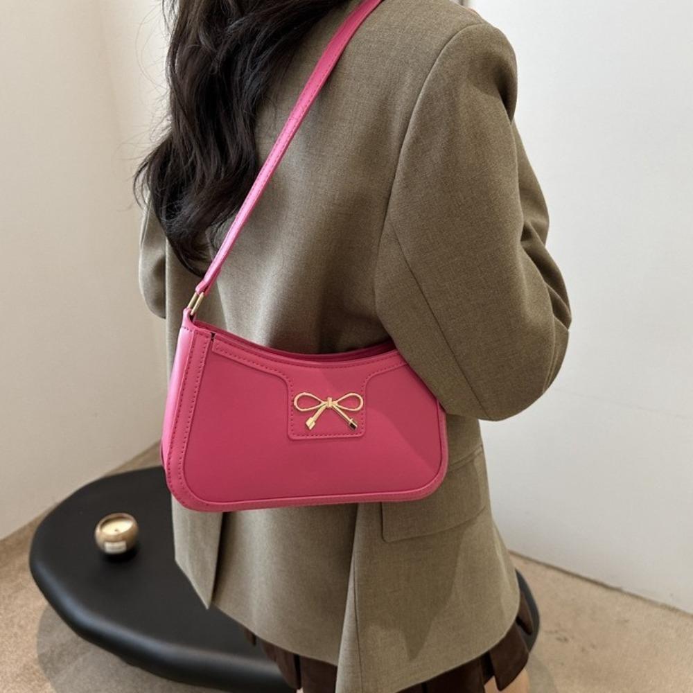 Reißverschluss Schleife Umhängetasche PU Leder Damen Handtasche Luxus Bowknot Unterarmtasche Mädchen