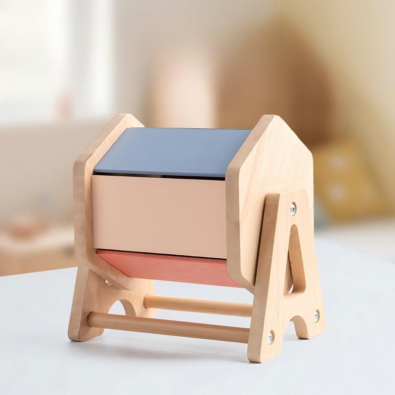 Montessori Infant Wooden Toys Toddler Color Rolling Drum Toy Kids Educational Sensory Toys Baby Birthday Gifts Aged 0-3 Years