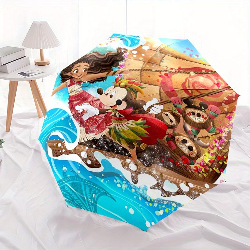 Moana,Mickey Mouse Automatic Umbrella   Tri fold Portable Umbrella, Best Holiday Gift for Men and Women, Durable Iron Frame, Playful Design,