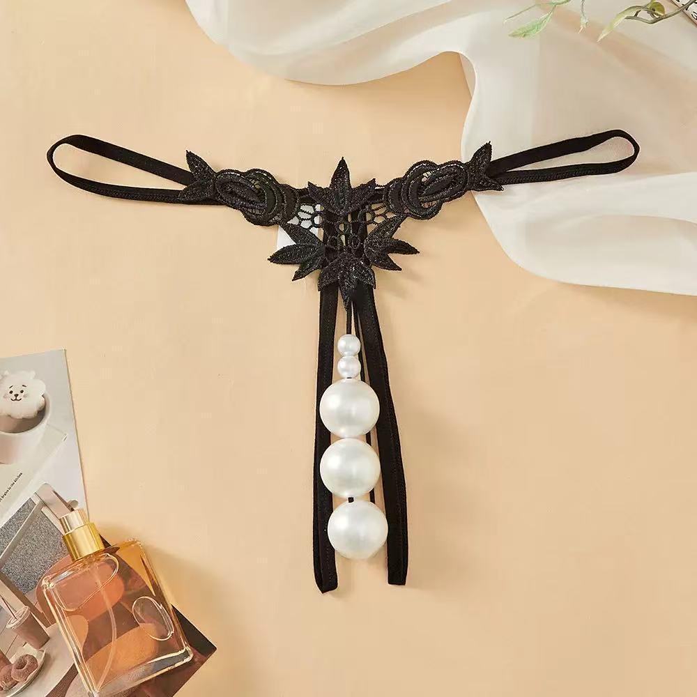 Women's Extra Large Pearl Massage Crotchless Temptation Thong