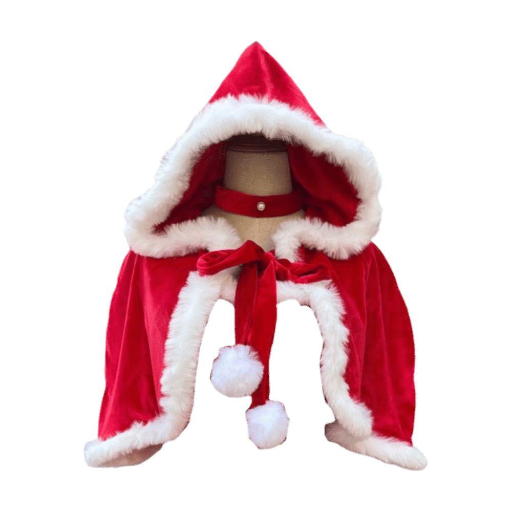 Gold Velvet Christmas Dress Santa Claus Santa Hat Cosplay Christmas Outfit Hooded Christmas Perform Costume Fancy Party Dress