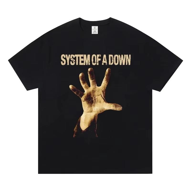 T-shirt Stampata System Of A Down Vintage Anni '90 Metal Rock Oversize Manica Corta Unisex Unisex Unisex Streetwear Casual Top Estivo