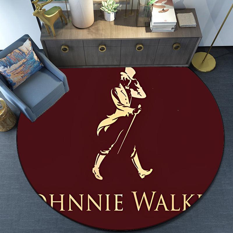 Johnnie Walker Round Rug for Livingroom,Bedroom, Palyroom, Chair Rug, Area Rug, Circle Carpet, Fan Christmas Gift