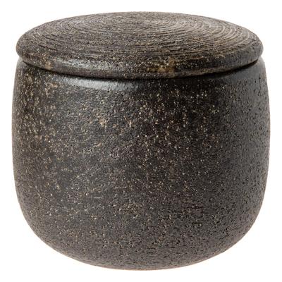 Marui Pottery Iga Ware Hechimon Rice Bowl 1.5 Go (approx. 3.5 Liters) Black Persimmon MR-3-3533