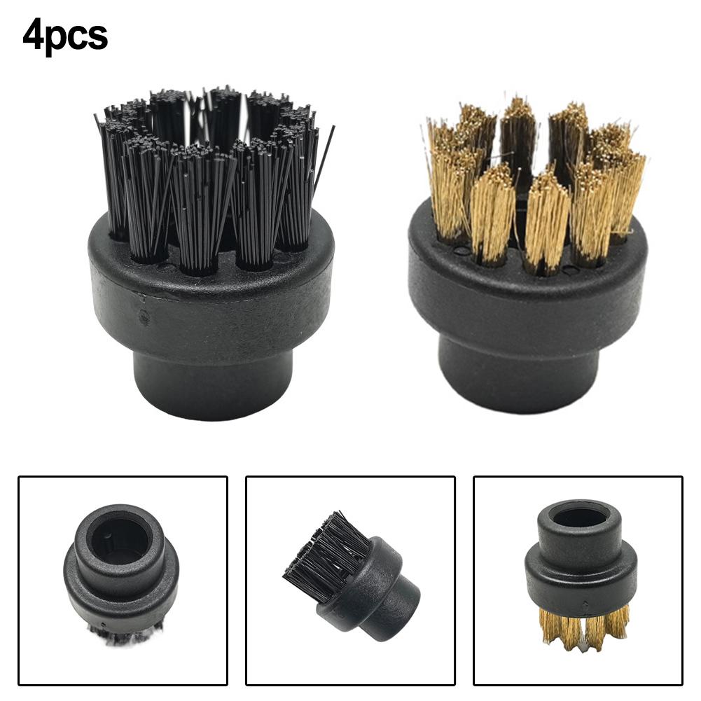 4pcs Stainless Steel Wire Round Brush Nozzles For Dupray Steam Cleaner, Small Kitchen And Bathroom Gap Cleaning Tools