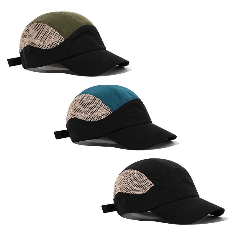 Quick-Dry Mesh Baseball Cap - Visor Five-Panel Hat with Color Block, Breathable Lightweight for Men Women, Stylish Sunshade Hat