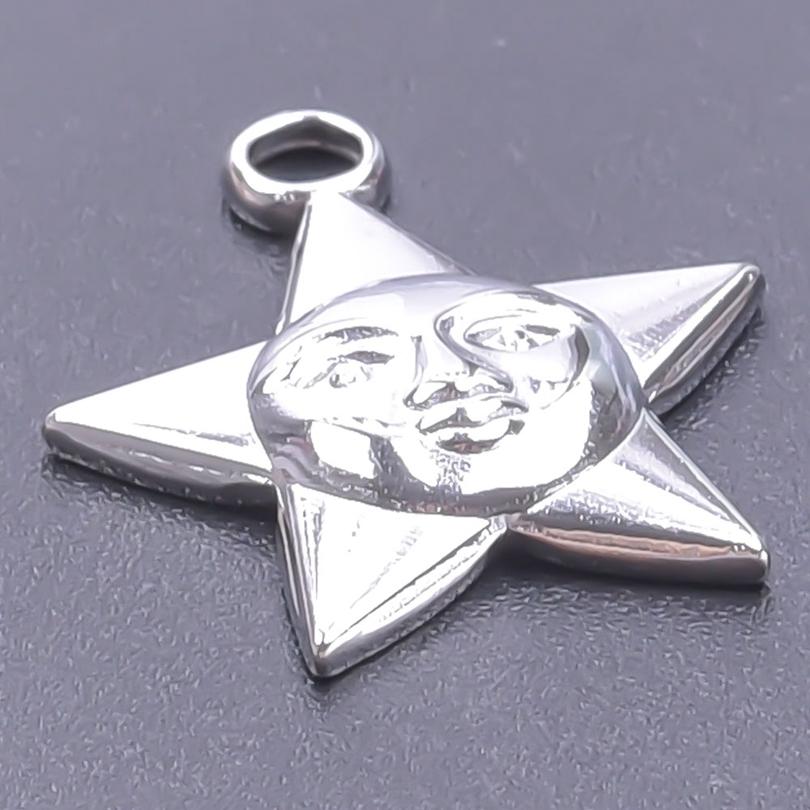 5pcs Silver Color Sun Pendant Jewelry Making Supplies Titanium Stainless Steel Charms Bulk Vintage DIY Women Men Charm Material