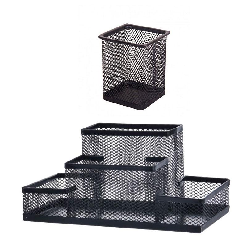 Black Desk Storage Tame Office Supplies Clutter Fast Mesh Desk Organizer Kawaii Pen Holder Stationery Organizer Office Supplies