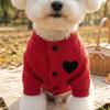 Heart Print Pet Cardigan Romantic Pet Knitted Coat Comfortable Spring Cat Clothes  Outdoor Walking