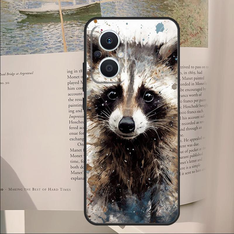 Raccoon Animal Cover For OPPO Reno 14F 11F 12F 13F 10 11 12 13 14 Pro 7 8 Lite OPPO Find X6 X8 X9 Pro Case