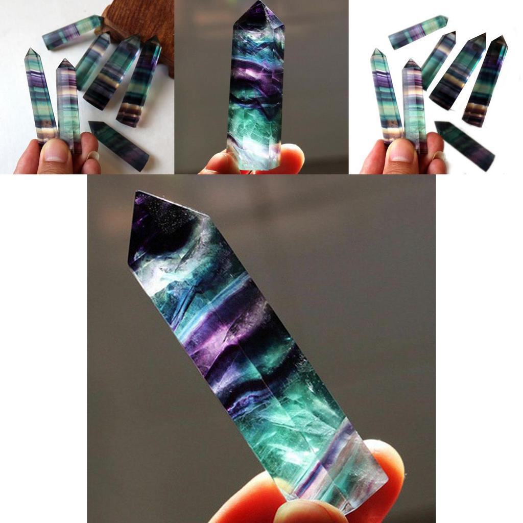 Elegant Natural Fluorite Quartz Crystal Stone Healing Amethyst Hexagonal Wand Point For Wellness And Balance