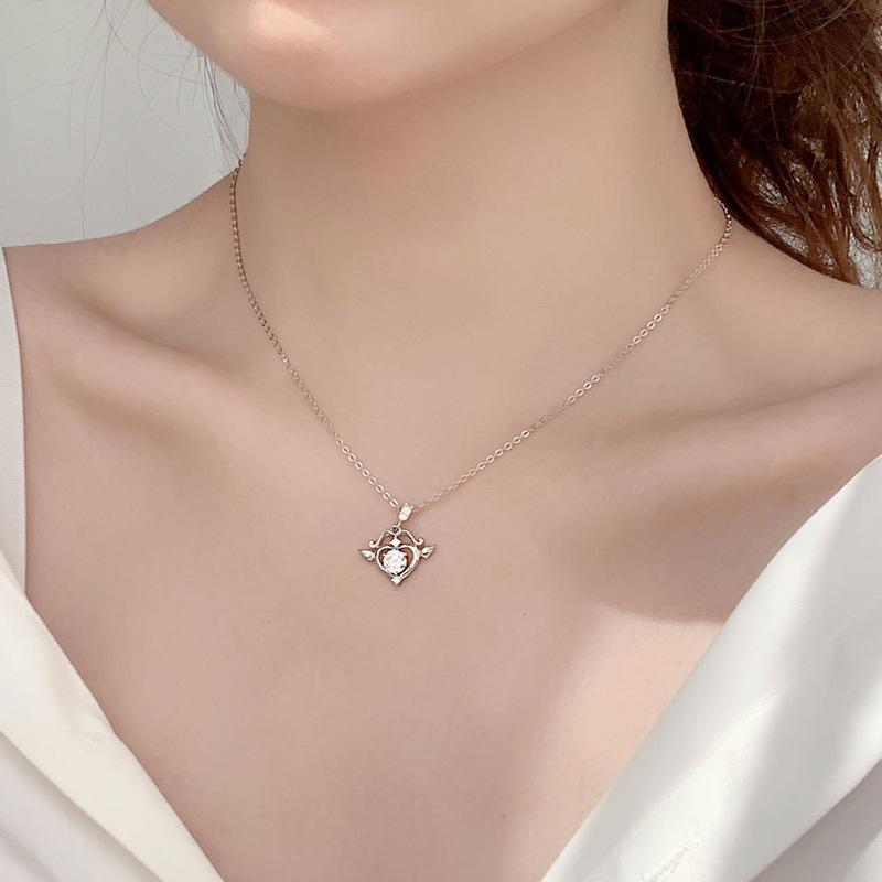 Mosan Diamond Cupid's Arrow Necklace Women's 925 Sterling Silver Collarbone Choker Creative 520 Silver Pendant Jewelry