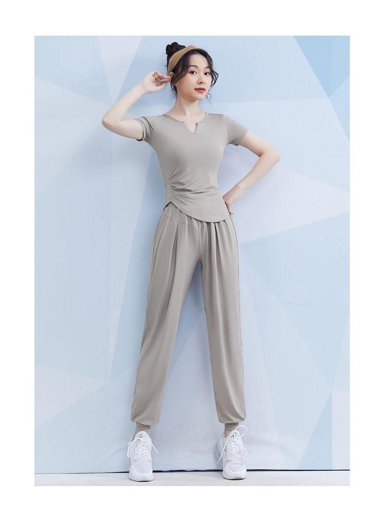 Women's Spring/Summer Yoga Suit Set - Short Sleeve Activewear for Outdoor Runs, Pilates, and Fitness Training