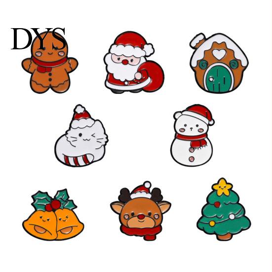 Elk Bag Decoration Pin Christmas Cartoon Enamel Brooch, Santa Claus Snowman Tree Badge Pin, Alloy Festive Badges Bags Scarves Clothes Decorative