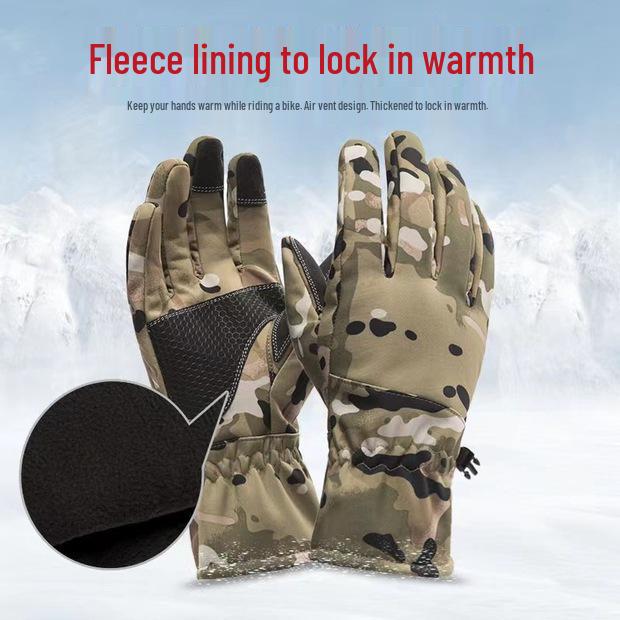 

Camouflage Fleece-Lined Waterproof Windproof Touchscreen Gloves for Winter Cycling & Skiing L