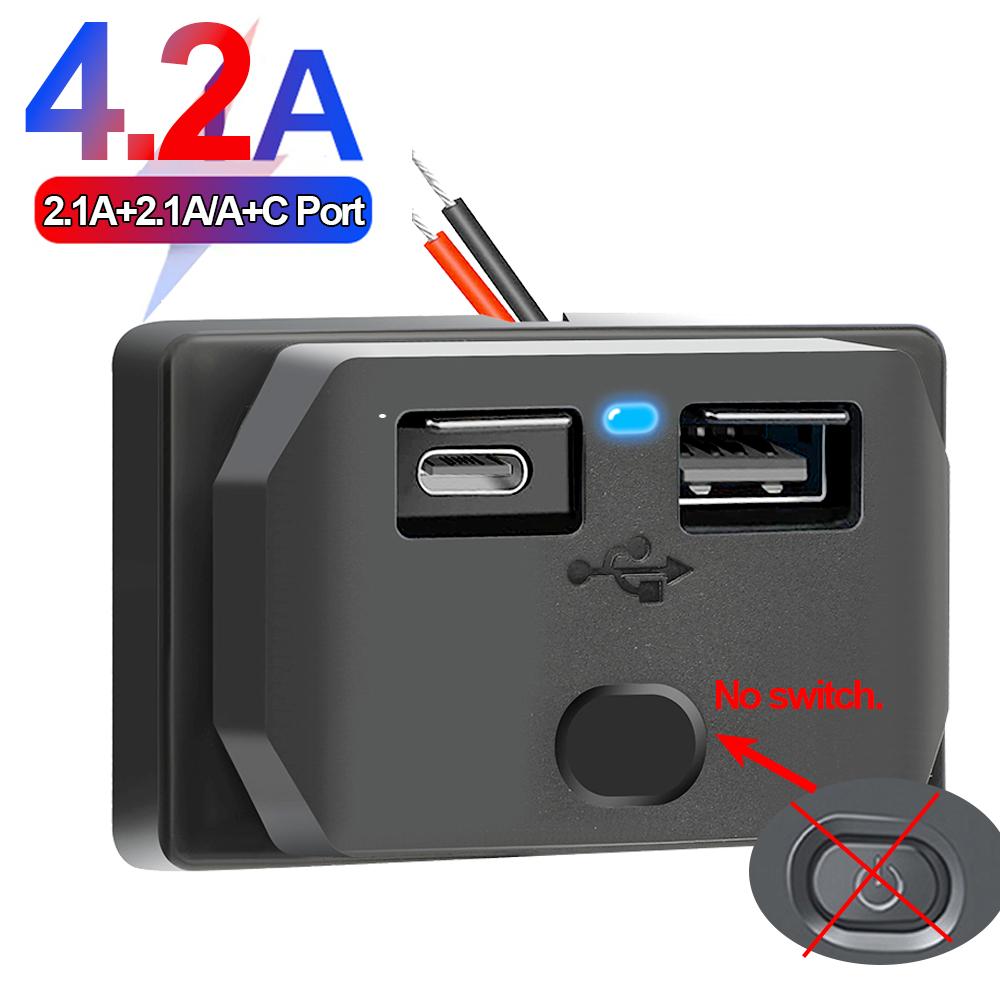 NEW 12V RV USB Outlet Panel 108W Dual QC3.0 & Dual PD3.0 Fast Charge Socket with Switch & LED Voltmeter for Boat ATV Motorcycle