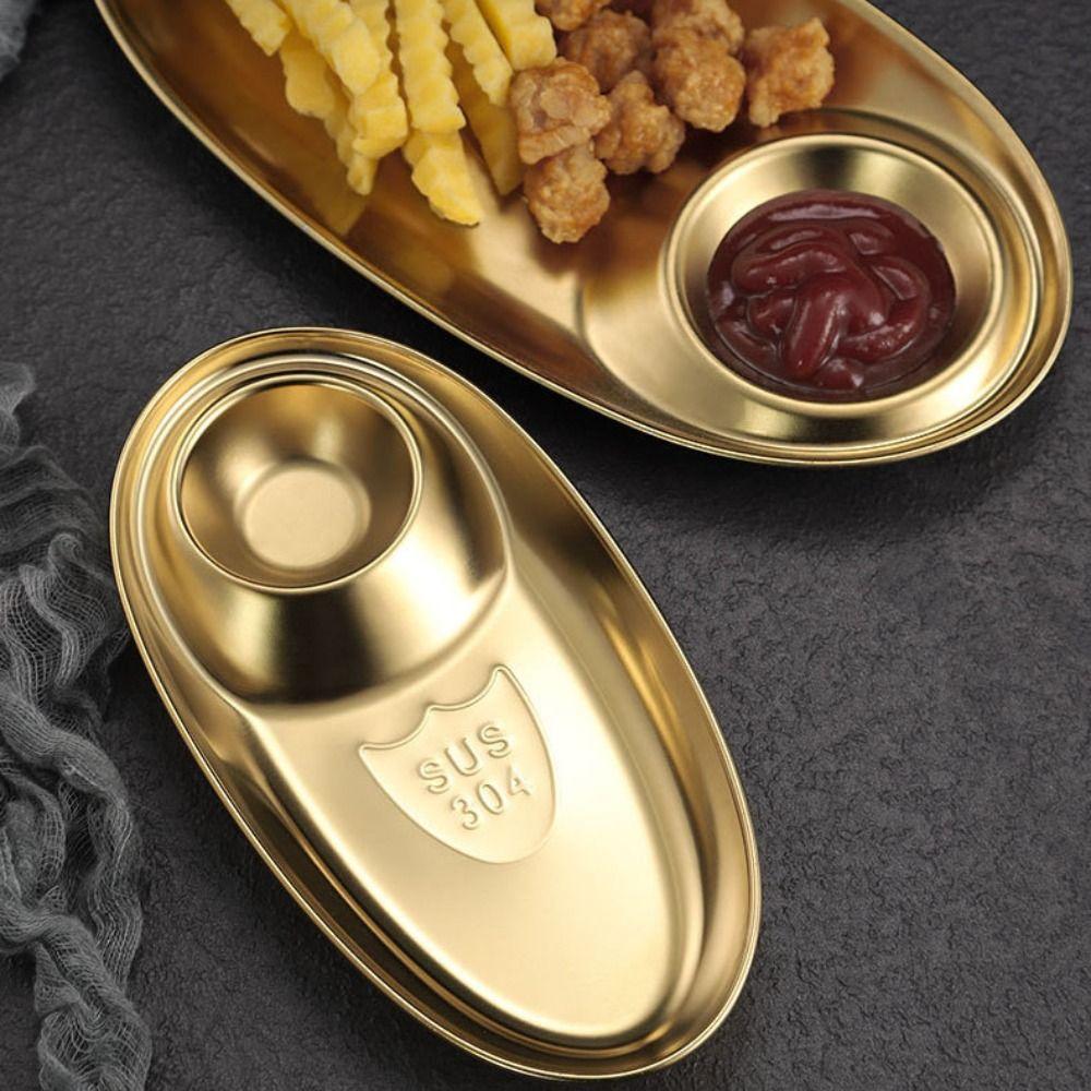 304 Stainless Steel Dinner Tray Oval French Fries Plate Universal Sushi Plate KTV